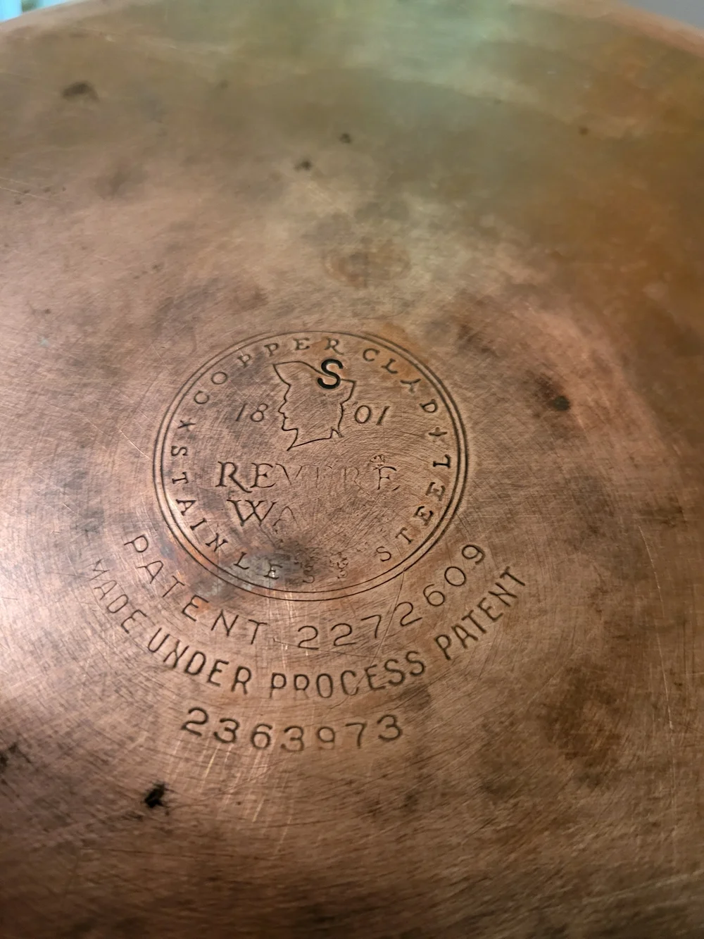 Vintage 1801 Revere Ware 6 Qt. Copper Bottom Stock Pot Pan Domed Lid Stainless
